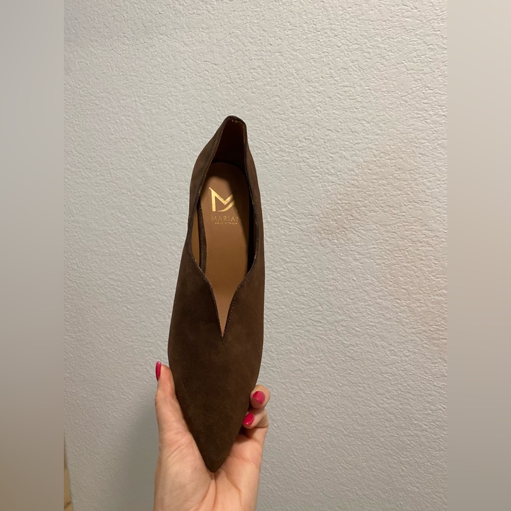 ‘Marian’ Elegant Brown Leather Suede Block Heel Pumps IT41 NWB - Picture 2 of 5